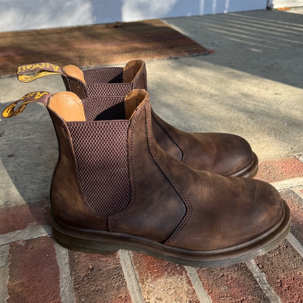 2976 crazy horse leather Chelsea boots by Dr. Martens, women’s size 8, men’s 7